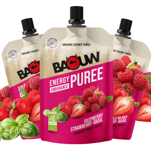 Purée énergétique Bio Baouw – Framboise - Fraise - Basilic - 90 g