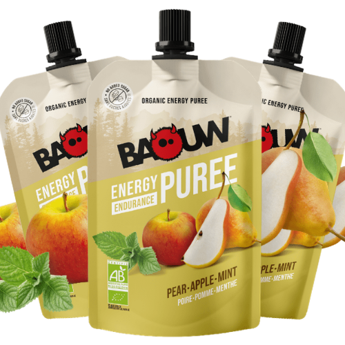 Purée énergétique Bio Baouw – Poire - Pomme - Menthe - 90 g