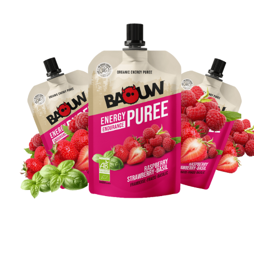 Purée énergétique Bio Baouw – Framboise - Fraise - Basilic - 90 g