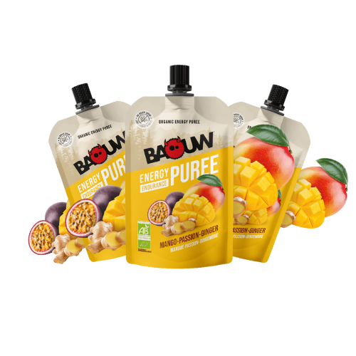 Purée énergétique Bio Baouw – Mangue - Passion - Gingembre - 90 g