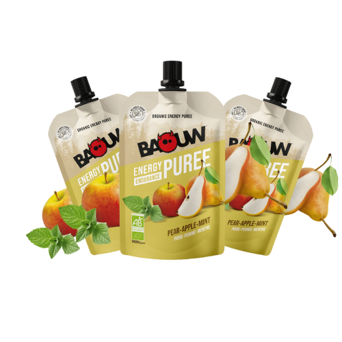 Purée énergétique Bio Baouw – Poire - Pomme - Menthe - 90 g