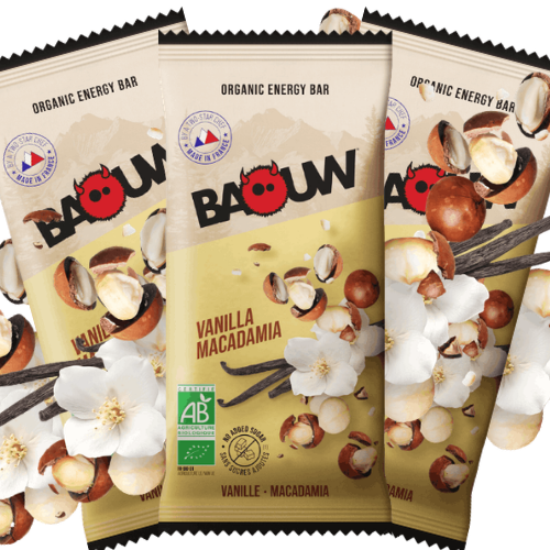 Barre énergétique trail Vanille Macadamia | Baouw 50g