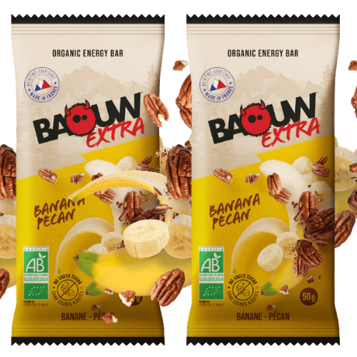 Barre énergétique Bio Baouw – Extra Energy Bar – Banane & Pécan 50 g