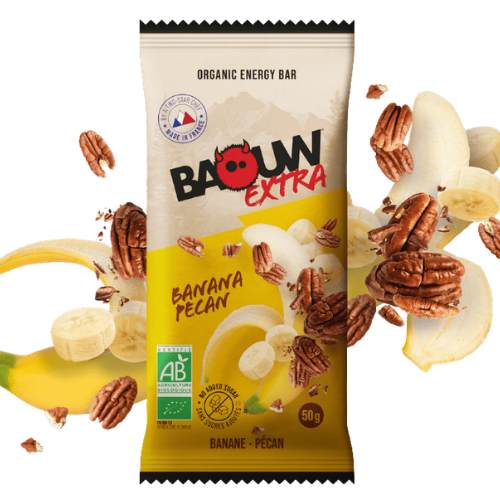 Barre énergétique Bio Baouw – Extra Energy Bar – Banane & Pécan 50 g