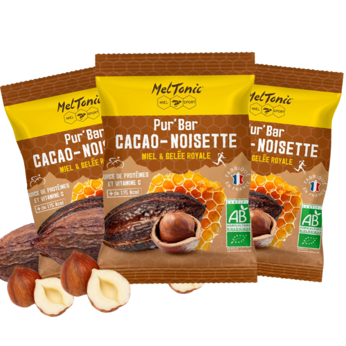 Pur’Bar Bio Meltonic – Barre énergétique Cacao/Noisette Miel & Gelée royale 50 g