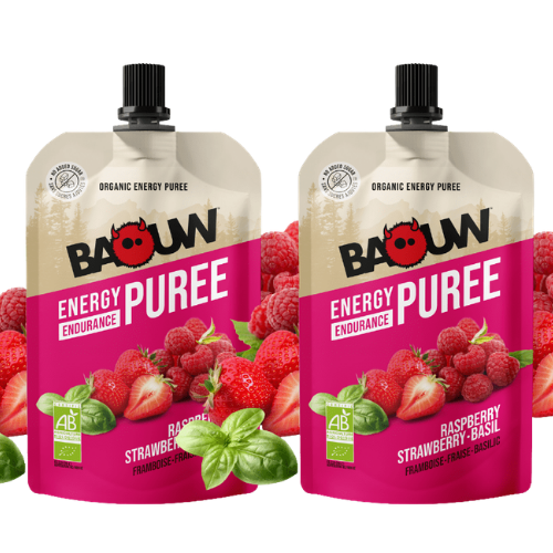Purée énergétique Bio Baouw – Framboise - Fraise - Basilic - 90 g