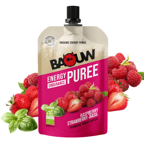 Purée énergétique Bio Baouw – Framboise - Fraise - Basilic - 90 g