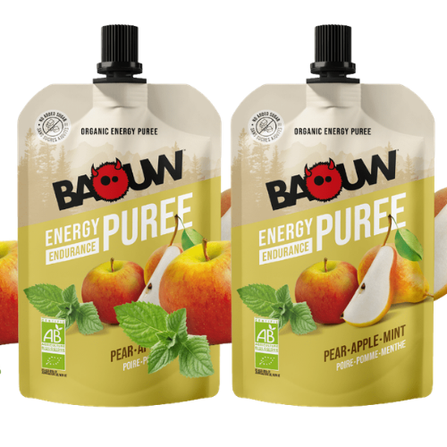 Purée énergétique Bio Baouw – Poire - Pomme - Menthe - 90 g
