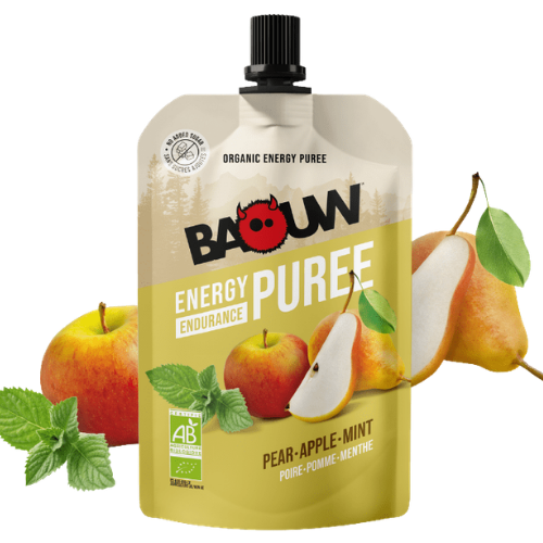 Purée énergétique Bio Baouw – Poire - Pomme - Menthe - 90 g