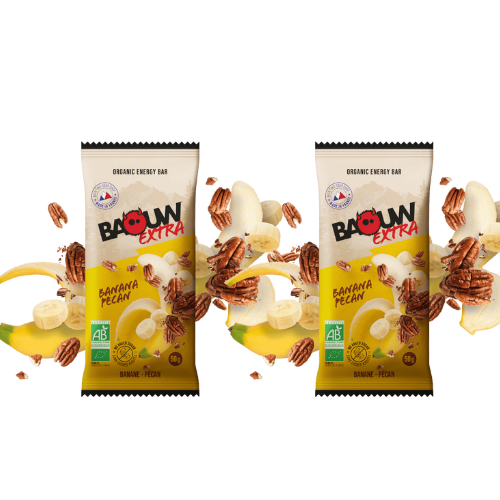 Barre énergétique Bio Baouw – Extra Energy Bar – Banane & Pécan 50 g