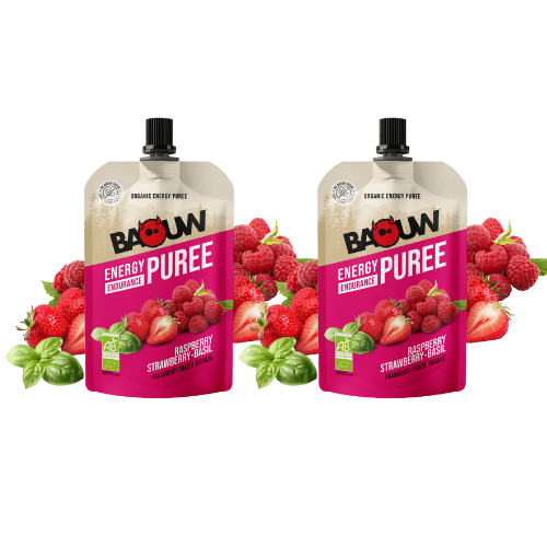 Purée énergétique Bio Baouw – Framboise - Fraise - Basilic - 90 g