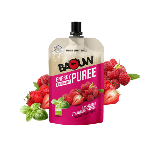 Purée énergétique Bio Baouw – Framboise - Fraise - Basilic - 90 g
