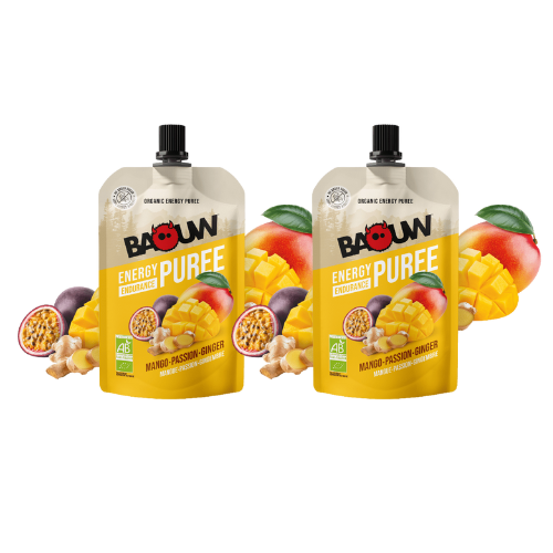 Purée énergétique Bio Baouw – Mangue - Passion - Gingembre - 90 g