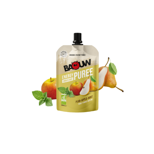 Purée énergétique Bio Baouw – Poire - Pomme - Menthe - 90 g